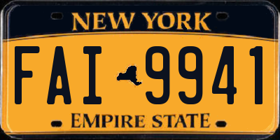 NY license plate FAI9941