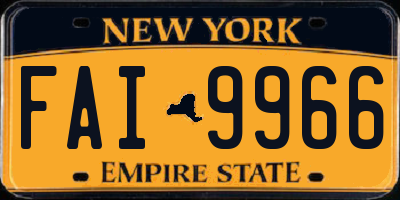 NY license plate FAI9966