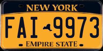 NY license plate FAI9973