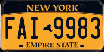 NY license plate FAI9983