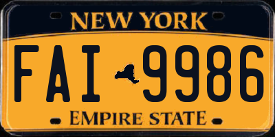 NY license plate FAI9986