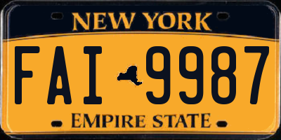 NY license plate FAI9987