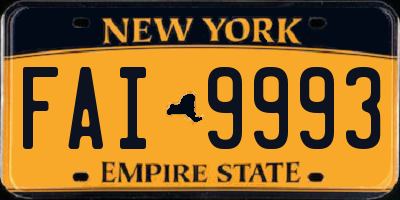 NY license plate FAI9993