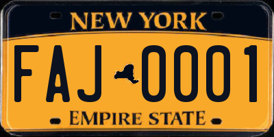 NY license plate FAJ0001