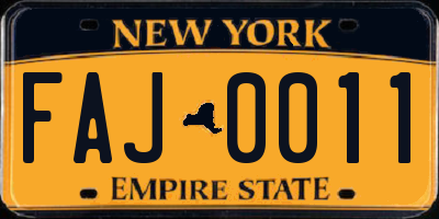 NY license plate FAJ0011