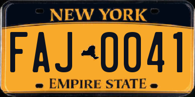 NY license plate FAJ0041