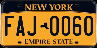 NY license plate FAJ0060