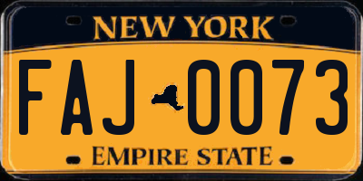 NY license plate FAJ0073