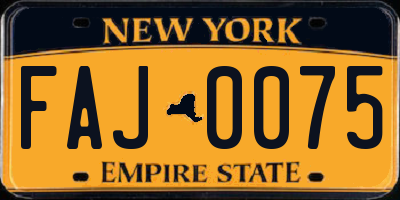NY license plate FAJ0075