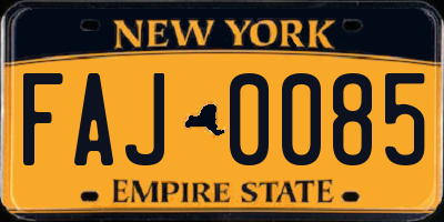 NY license plate FAJ0085