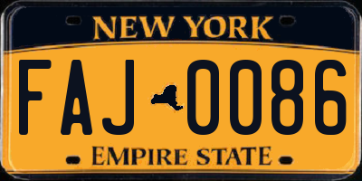 NY license plate FAJ0086