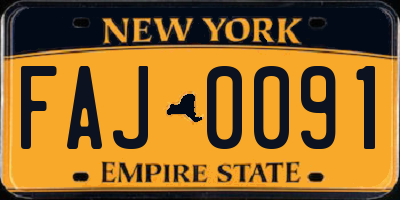 NY license plate FAJ0091