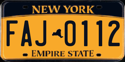 NY license plate FAJ0112