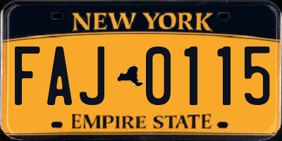 NY license plate FAJ0115