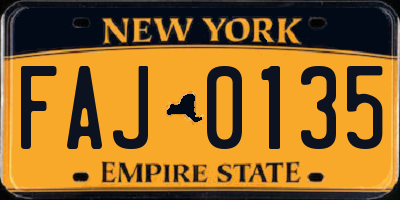 NY license plate FAJ0135