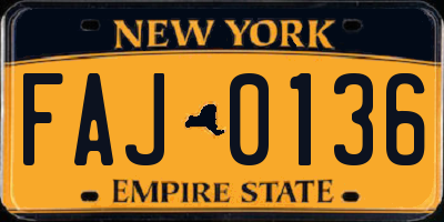 NY license plate FAJ0136