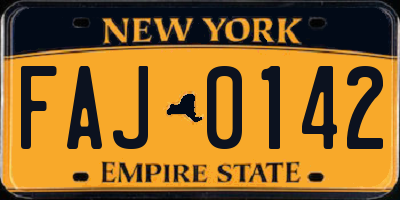 NY license plate FAJ0142