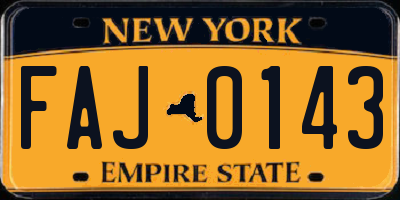 NY license plate FAJ0143