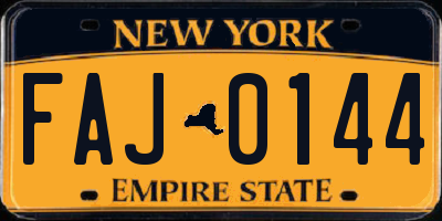 NY license plate FAJ0144