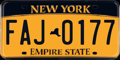 NY license plate FAJ0177