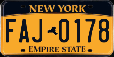 NY license plate FAJ0178