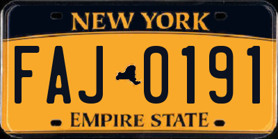 NY license plate FAJ0191