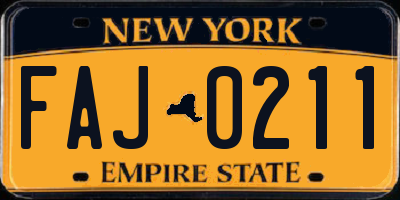 NY license plate FAJ0211