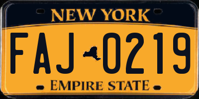 NY license plate FAJ0219