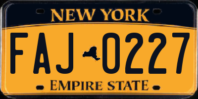 NY license plate FAJ0227