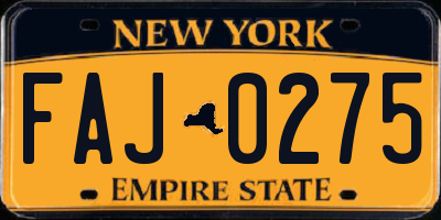 NY license plate FAJ0275