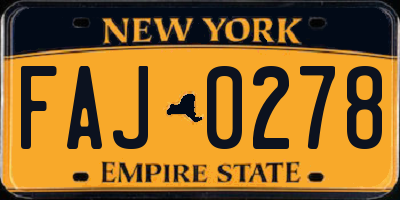 NY license plate FAJ0278