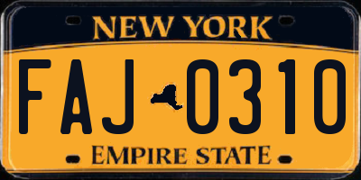 NY license plate FAJ0310