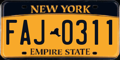 NY license plate FAJ0311