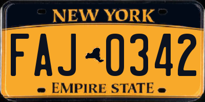 NY license plate FAJ0342
