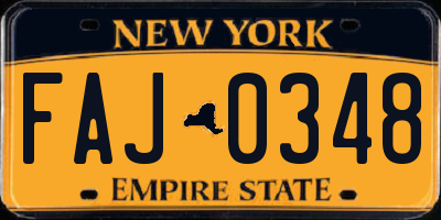 NY license plate FAJ0348