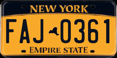 NY license plate FAJ0361