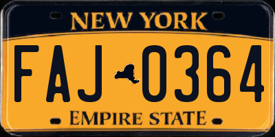 NY license plate FAJ0364