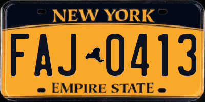 NY license plate FAJ0413