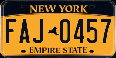 NY license plate FAJ0457