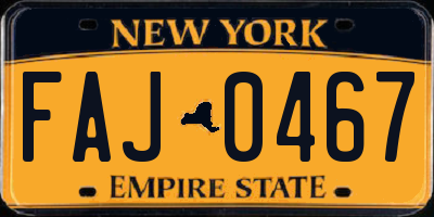 NY license plate FAJ0467