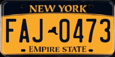 NY license plate FAJ0473