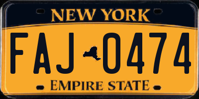 NY license plate FAJ0474