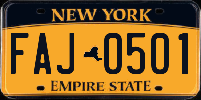 NY license plate FAJ0501