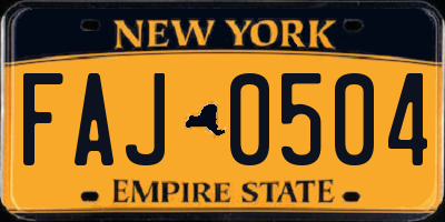 NY license plate FAJ0504