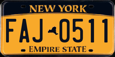 NY license plate FAJ0511