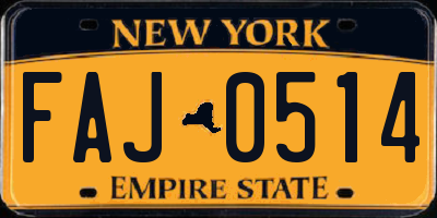 NY license plate FAJ0514