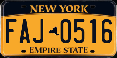 NY license plate FAJ0516