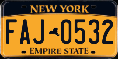 NY license plate FAJ0532