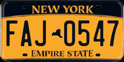 NY license plate FAJ0547
