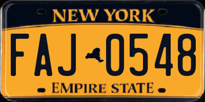 NY license plate FAJ0548